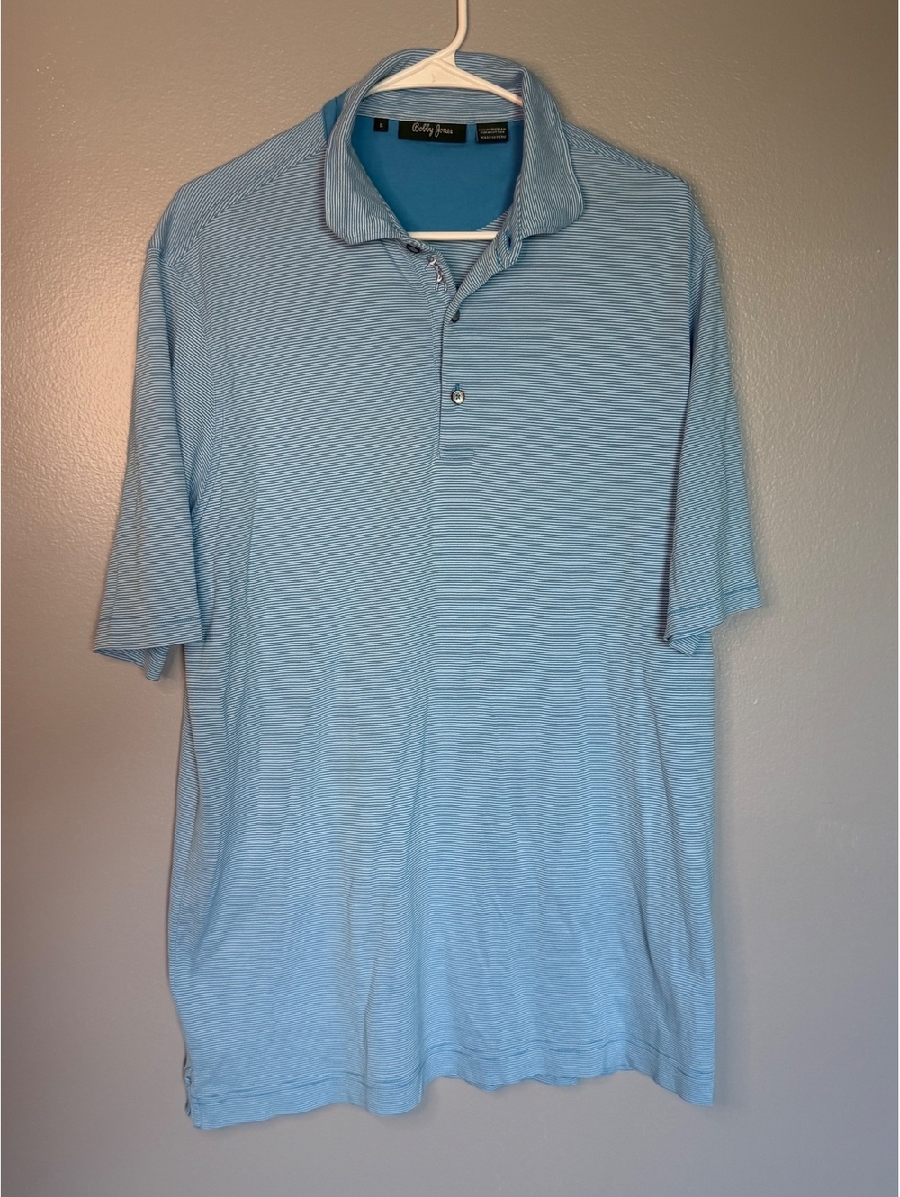 Bobby Jones Men's Light Blue Polo Shirt Large 100% Peruvian Pima Cotton
